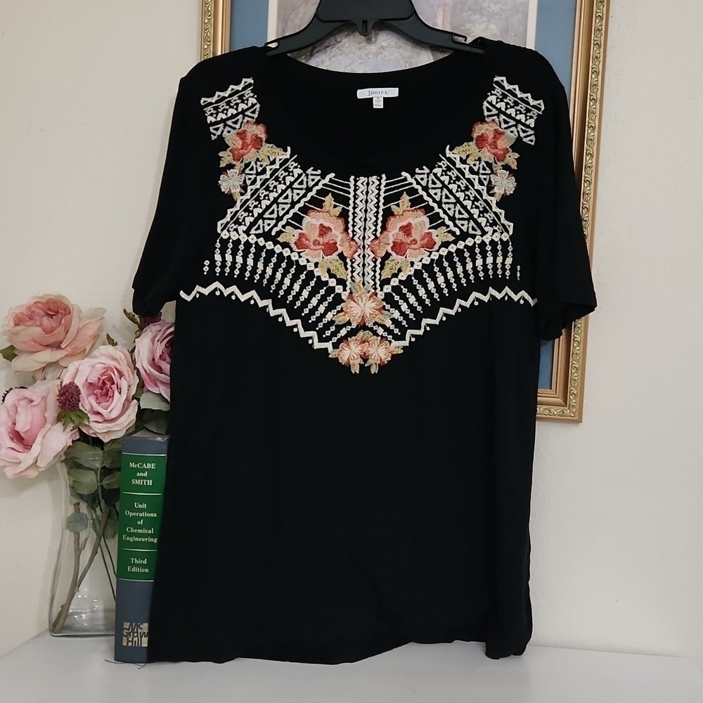 Oversized Embroidered Top Short sleeve Casual Bohemian Contemporary JODIFL Small - Picture 6 of 10